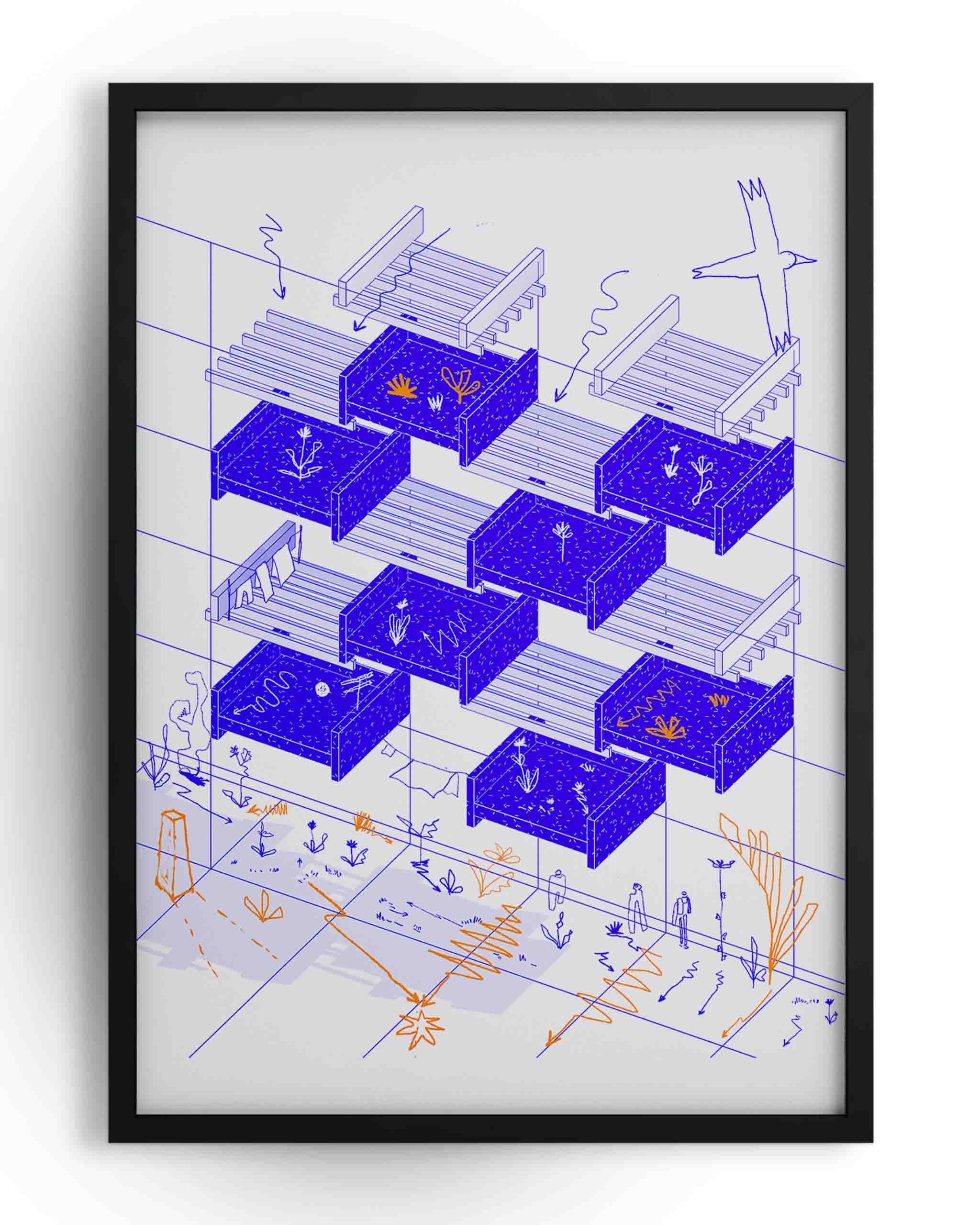 Brutalist Harmony: Blue